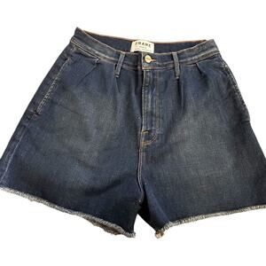 Frame High Rise Pleated 3" Denim Shorts, Reeves Wash, Women's Size 27